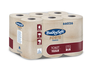 BulkySoft Forte Havana toalettpapír (wc papír), 2 rétegű, 180 lapos, barna, 100% újrahasznosított, 12 tekercs/csomag