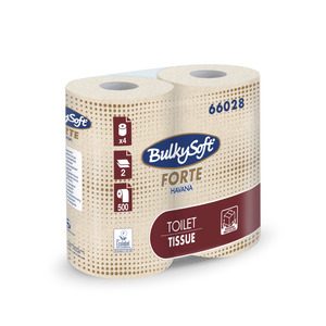 BulkySoft Forte Havana toalettpapír (wc papír), 2 rétegű, 500 lapos, barna, 100% újrahasznosított, 4 tekercs/csomag