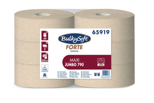 BulkySoft Forte Havana Midi Jumbo toalettpapír (wc papír), 25 cm, 2 rétegű, barna, 300 méter/tekercs, 100% újrahasznosított, 6 tekercs/zsák