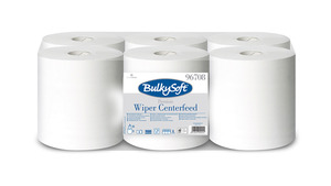 BulkySoft Premium Centrefeed belsőmagos tekercses kéztörlő, 19 cm, 2 rétegű, hófehér, 450 lap, 99 méter/tekercs, 100% cellulóz, 6 tekercs/zsák