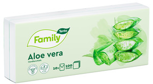 Tento Family Aloe Vera papírzsebkendő, 3 rétegű, 10x10 db/csomag